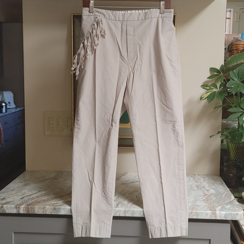 Sibel Saral Khaki Lightweight Pants with Fringe Size Medium